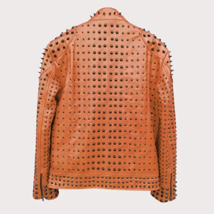 Vintage Studded Punk Leather Brown Biker Jacket